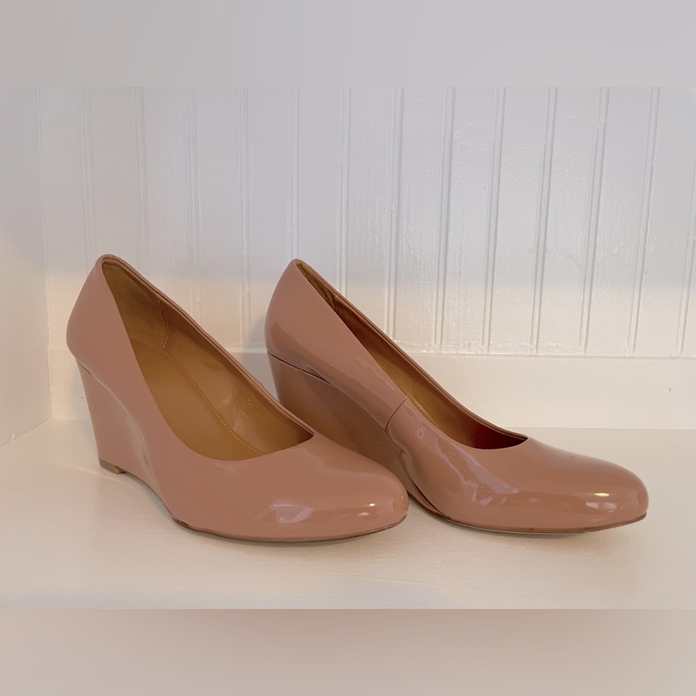 J Crew Factory Shiny Beige Wedges